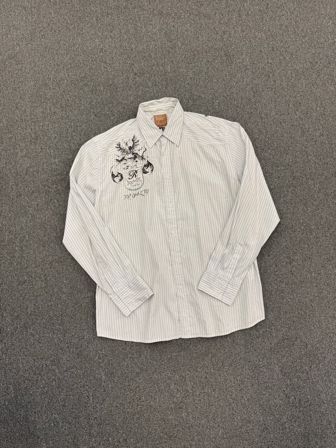 2XL)Roar 빈티지 프린팅 자수 스트라이프 긴팔셔츠 상품이미지2