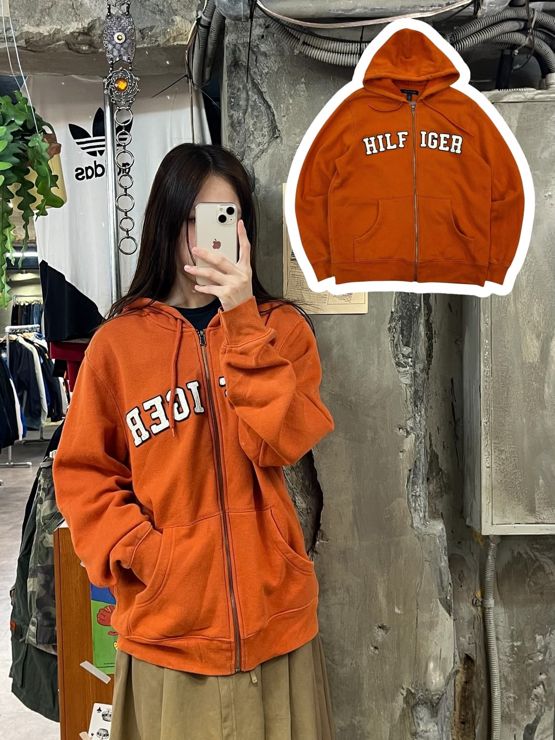 타미힐피거 후드집업 오렌지 M #csz615 상품이미지1