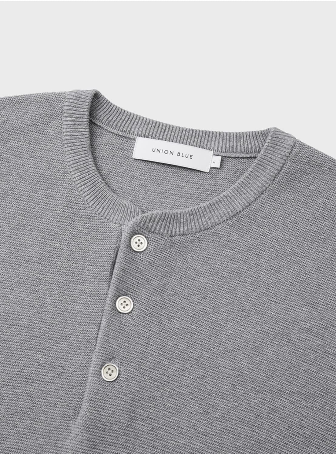유니온블루 헨리넥 니트 멜란지 그레이 L 상품이미지3