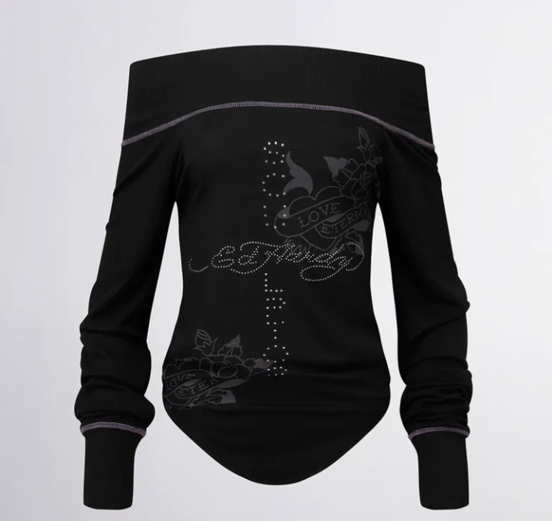 스컬프터 Raglan Off-Shoulder Tee Black 상품이미지1