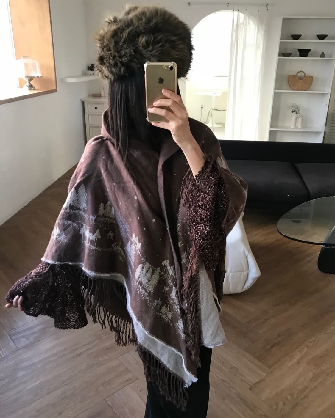 vintage pattern tassel cape 상품이미지2