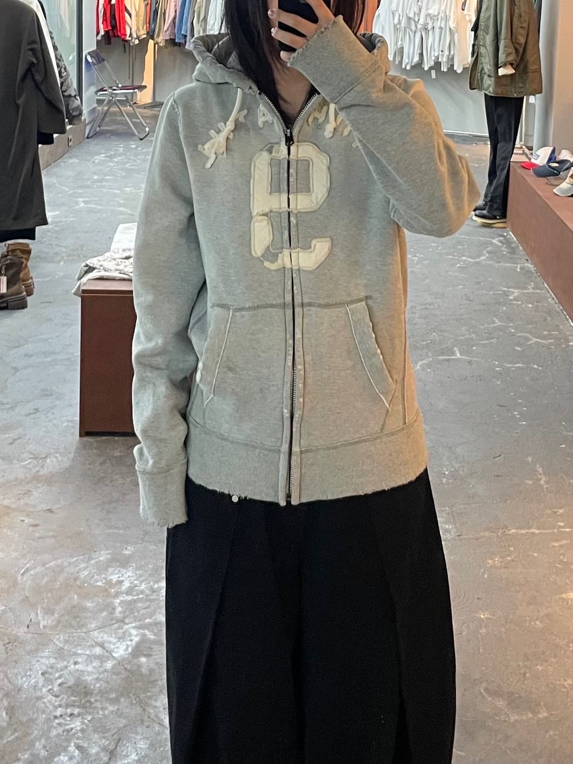 아베크롬비 그레이 빅스펠로고 후드집업 H1577 상품이미지1