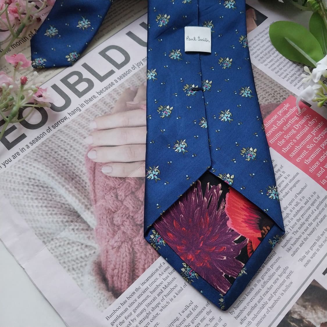 폴 스미스 실크 블루 플라워 자카드 넥타이 8cm A+등급 K1800
 상품이미지7