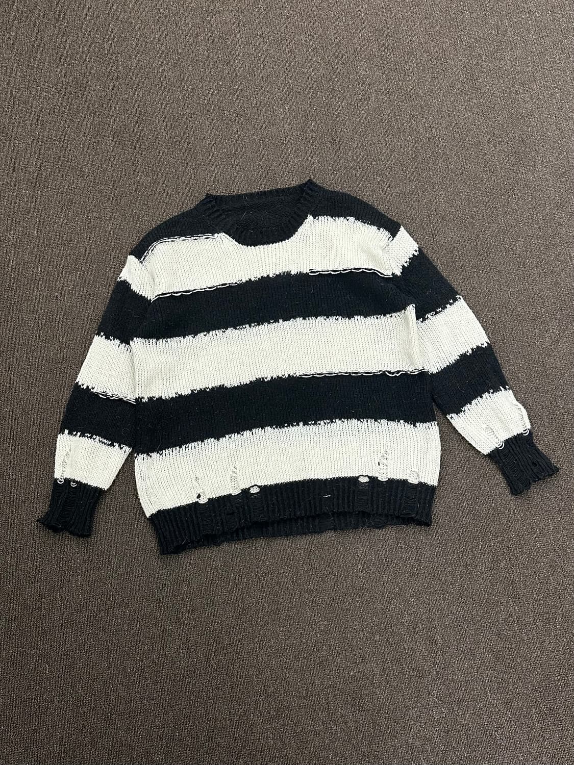 OS)Japanese vintage 여성 데미지 단가라 니트 스웨터 상품이미지1