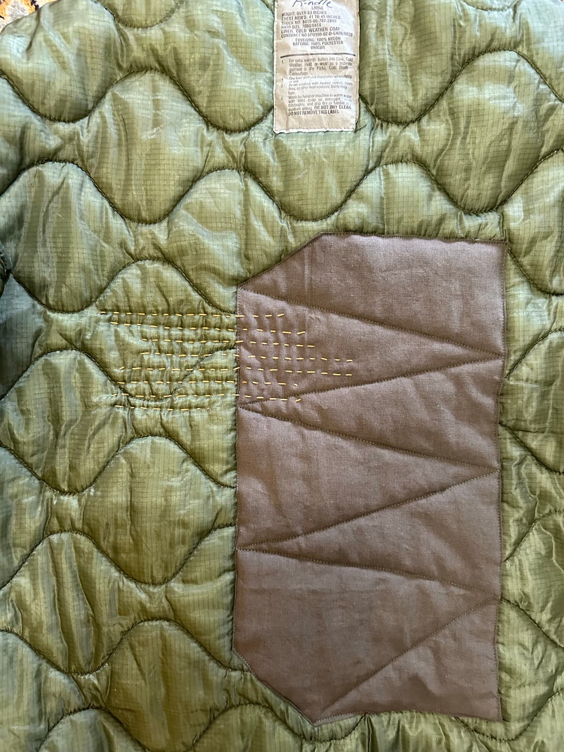 M65 필드 자켓 라이너 사시코 & 패치워크 리메이크 커스텀 - L 상품이미지7