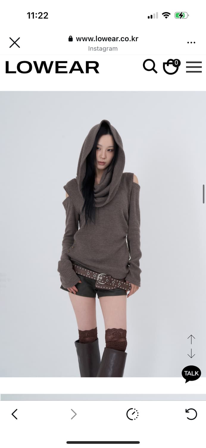 로웨어 cawl neck hood slit stud knit 상품이미지1