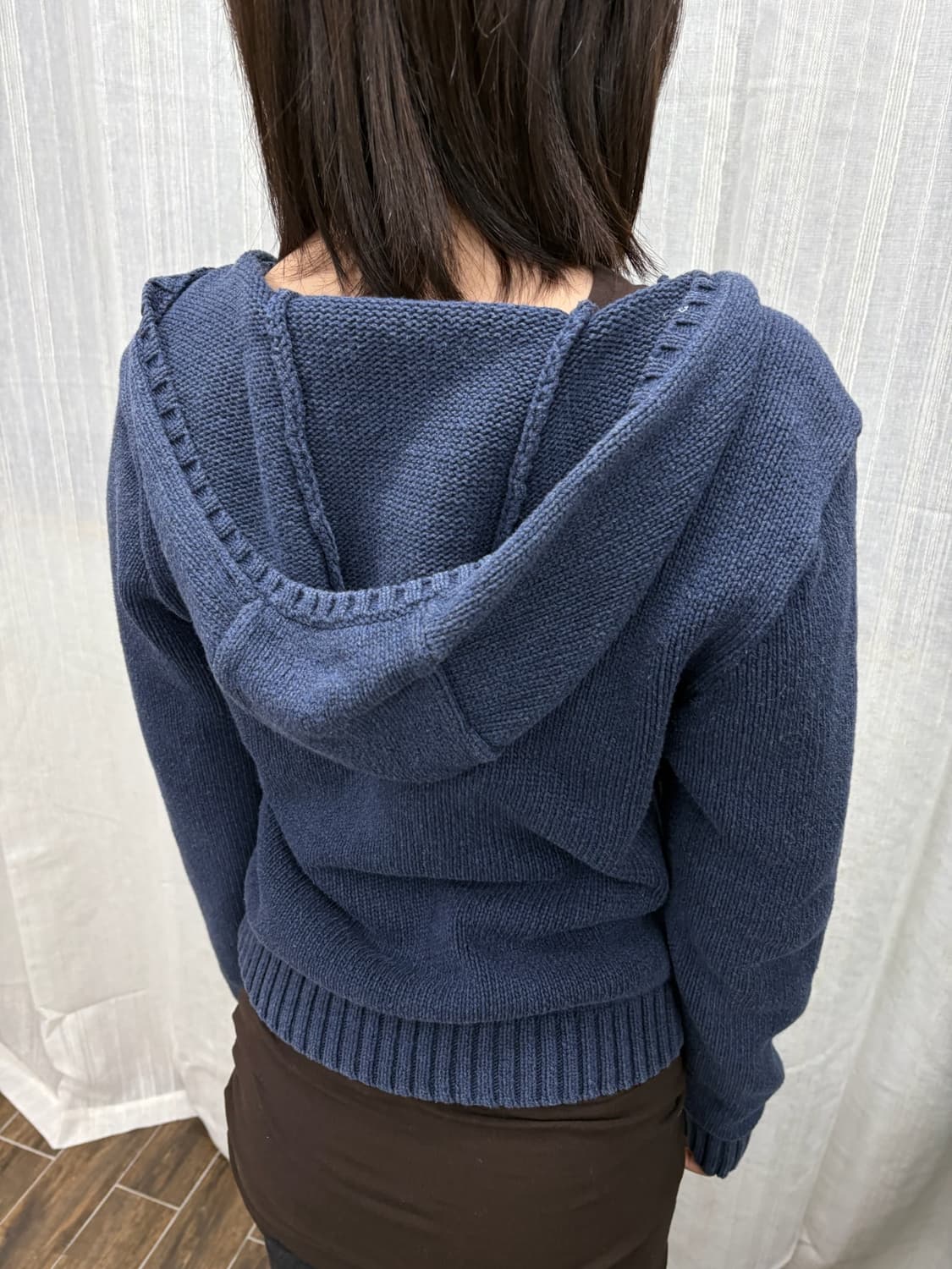  CK 캘빈클라인 네이비 블루 니트 후드 집업 상품이미지3