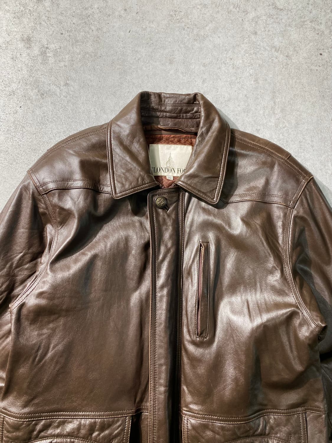 [90-95] 90s London Fog 런던포그 브라운 양가죽 레더코트 상품이미지2