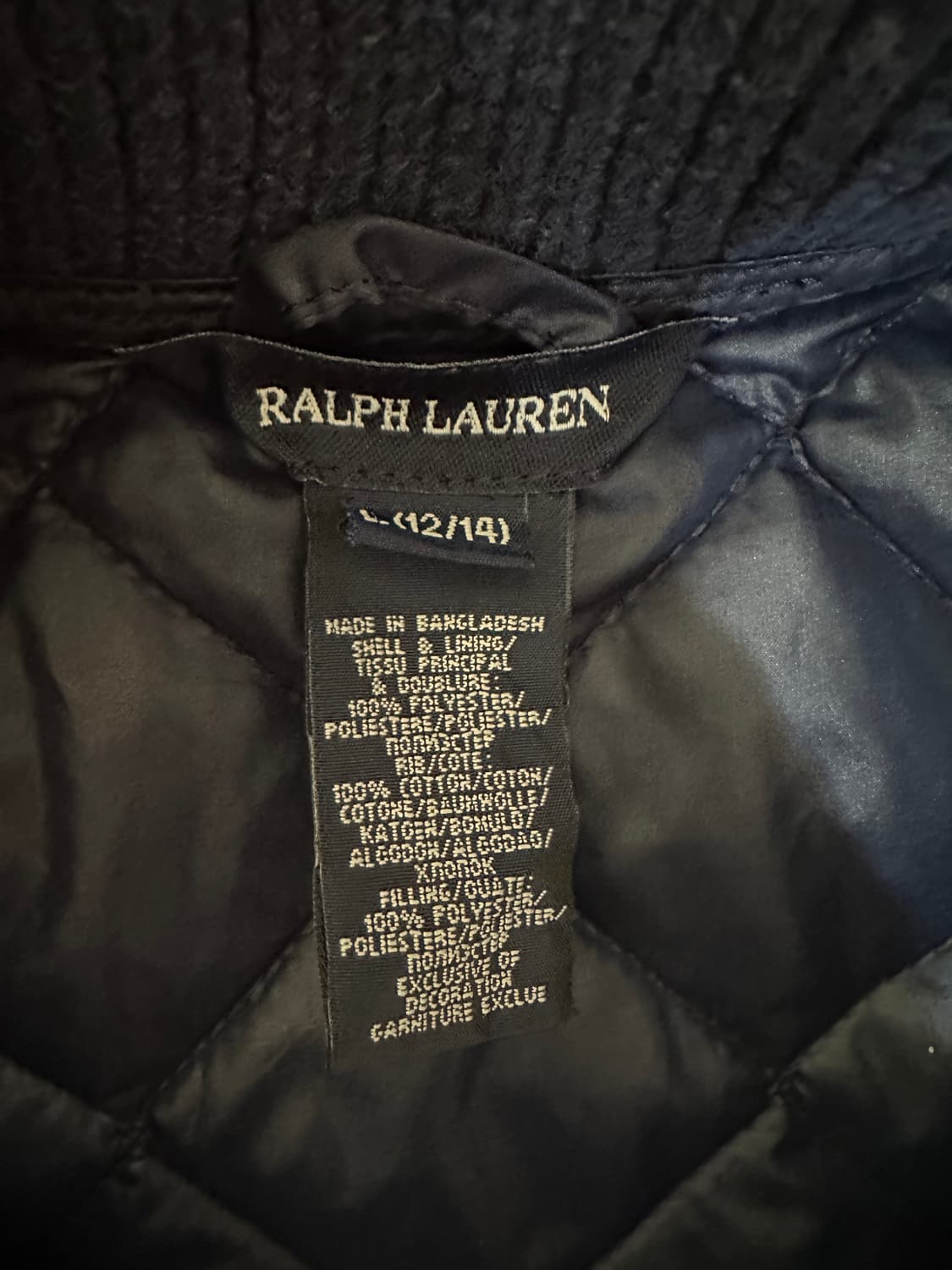 폴로 랄프로렌 퀼팅 자켓 네이비 L(12/14) 상품이미지2
