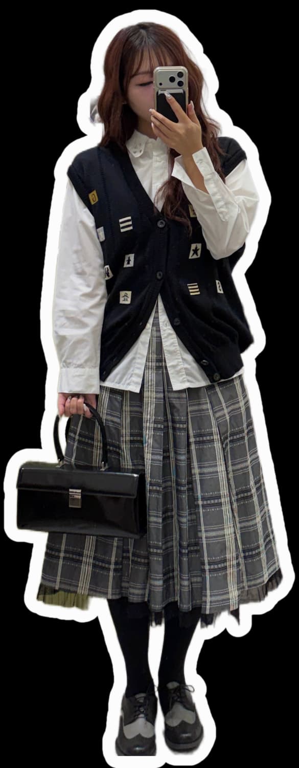 Munsingwear 블랙 큐브포인트 울 니트조끼 상품이미지2