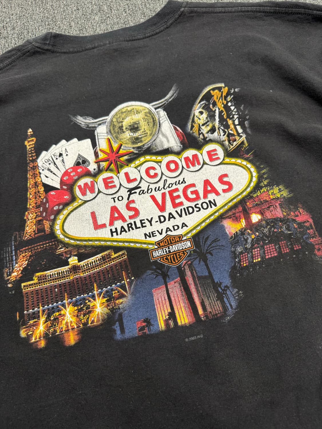 XL)00’s할리데이비슨 빈티지 플레임 다이스 프린팅 블랙 롱슬리브 상품이미지8