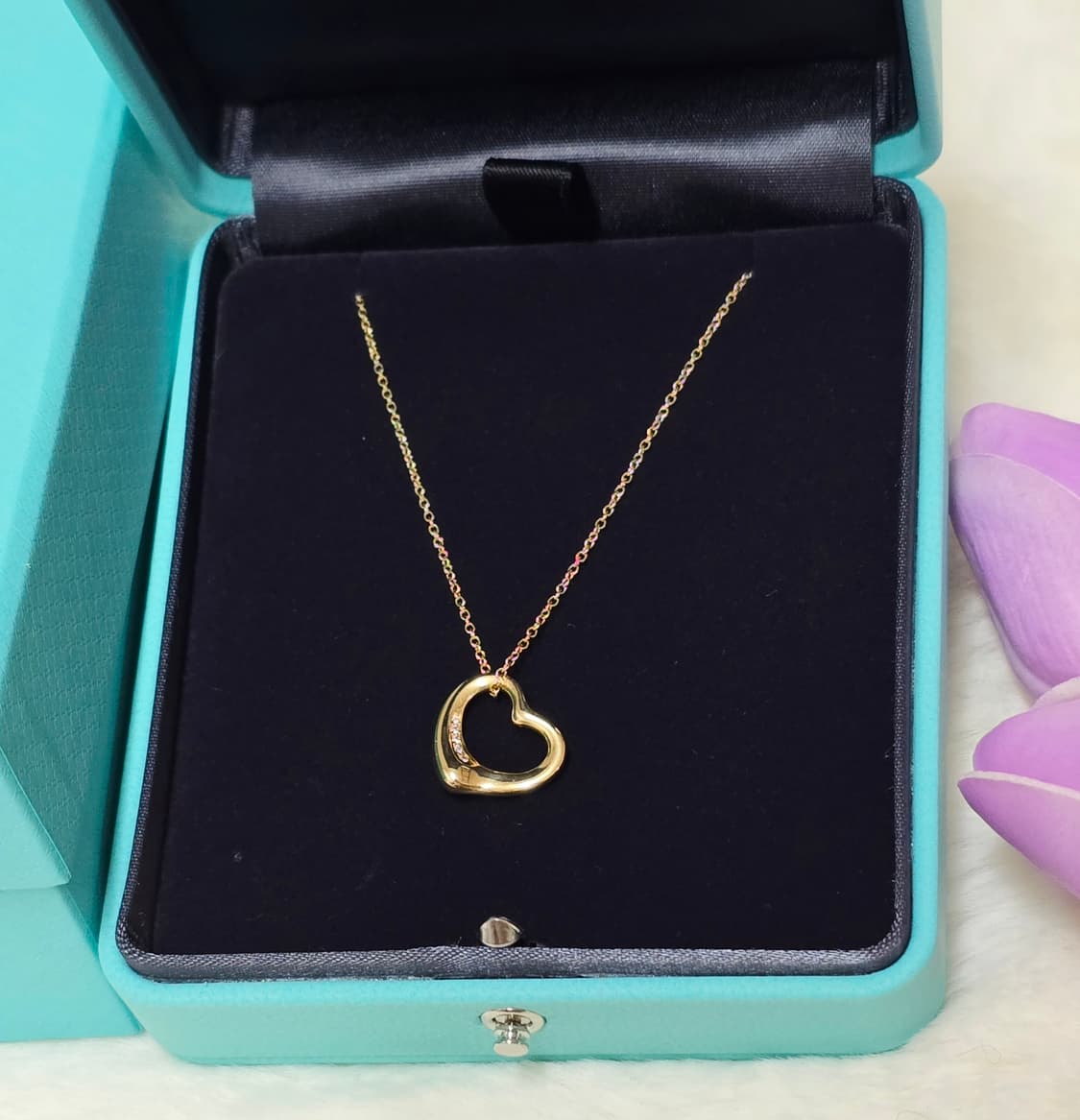 티파니앤코18k 5다이아오픈하트목걸이 정품  상품이미지7