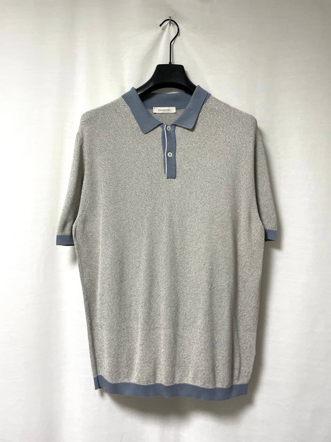 (이태리 제조) 에르메네질도 제냐 남성 실크 코튼 반팔 니트 카라티 L  상품이미지1