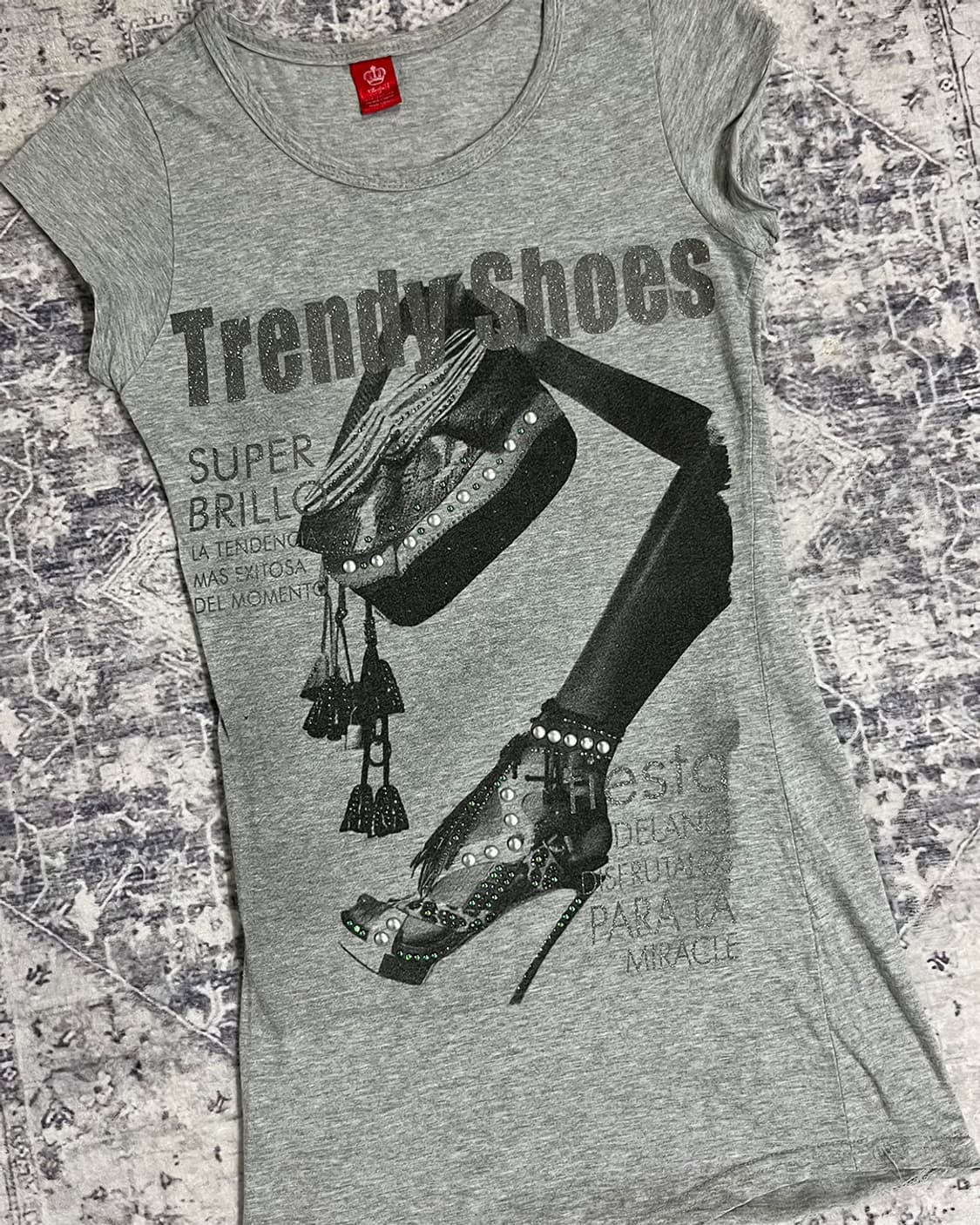 Y2K Glam Heel Graphic Slim T-shirts 상품이미지5