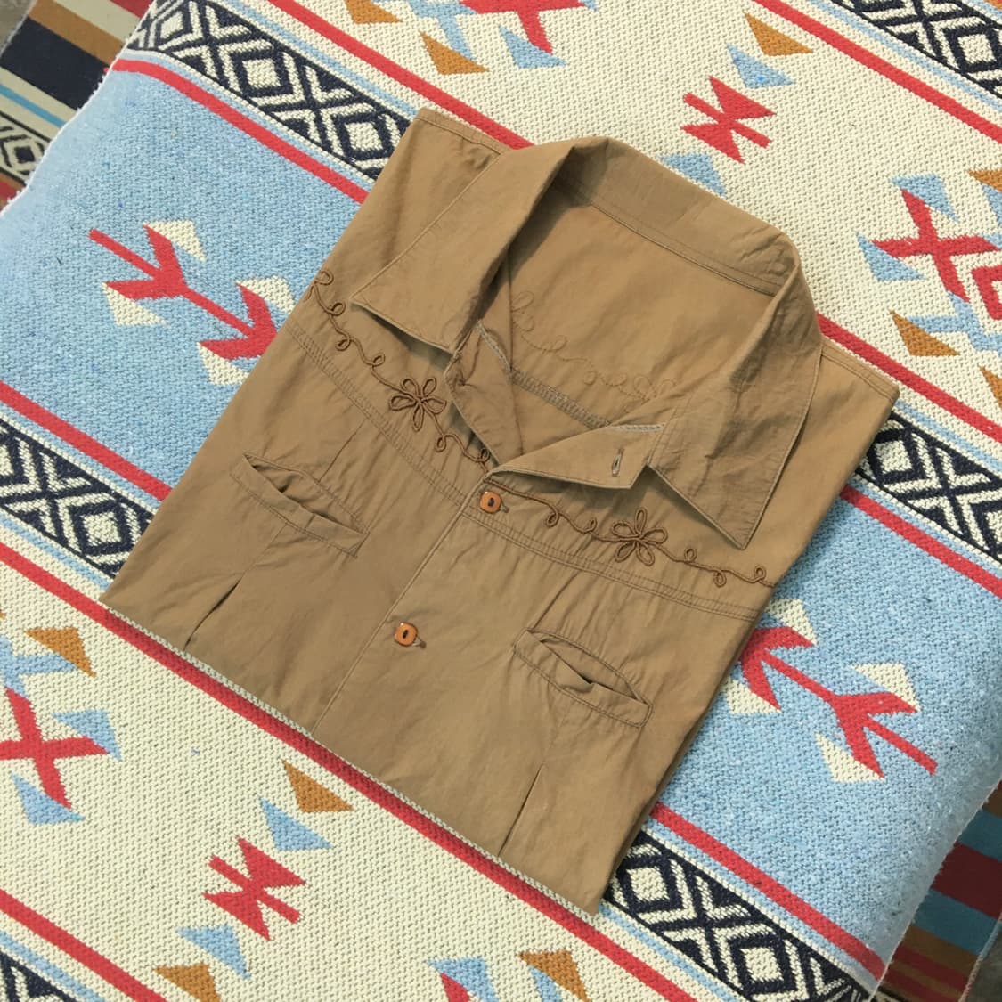 VTG 빈티지 브라운 코튼 웨스턴 셔츠 여성 프리사이즈 상품이미지1