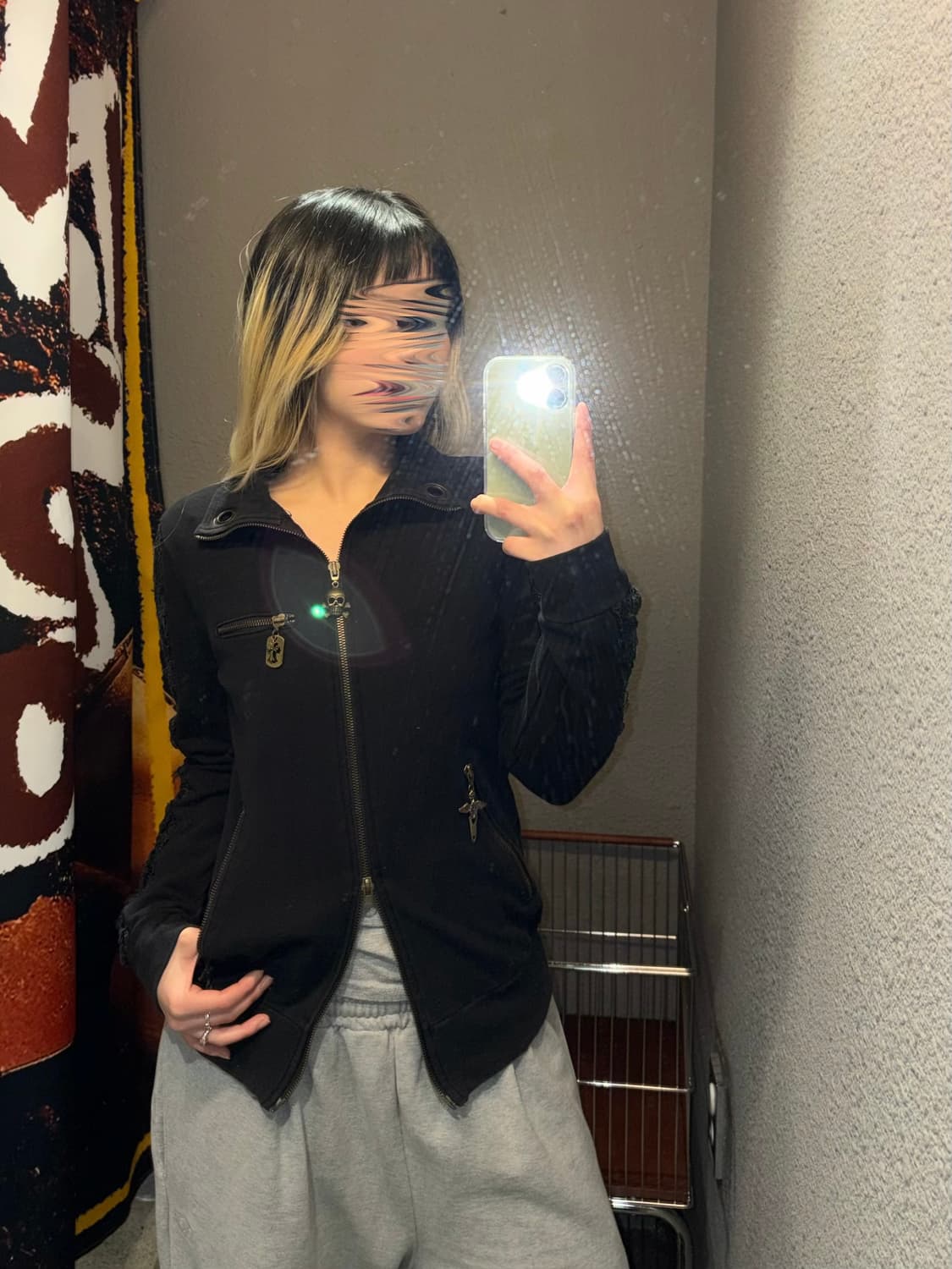 고딕펑크 딱붙핏 투웨이 집업 상품이미지2