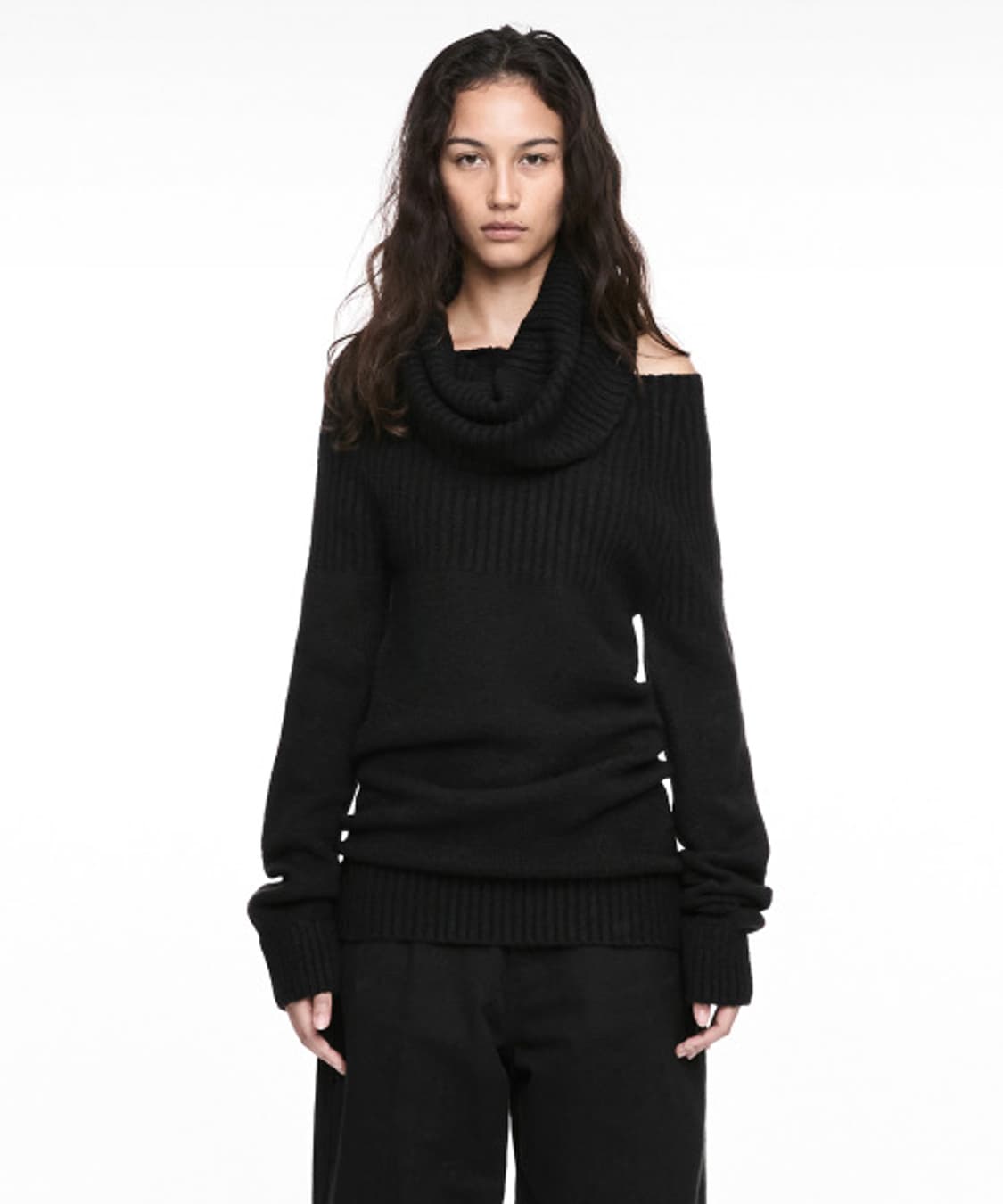 나체 투웨이 숄 니트 블랙 상품이미지1