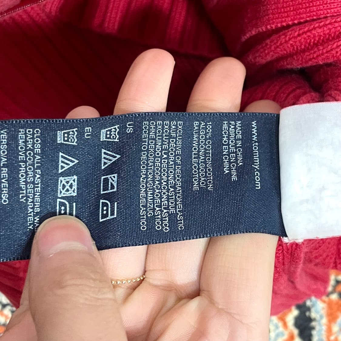 타미힐피거 레드 골지 투웨이 풀집업 가디건 여성S 상품이미지6