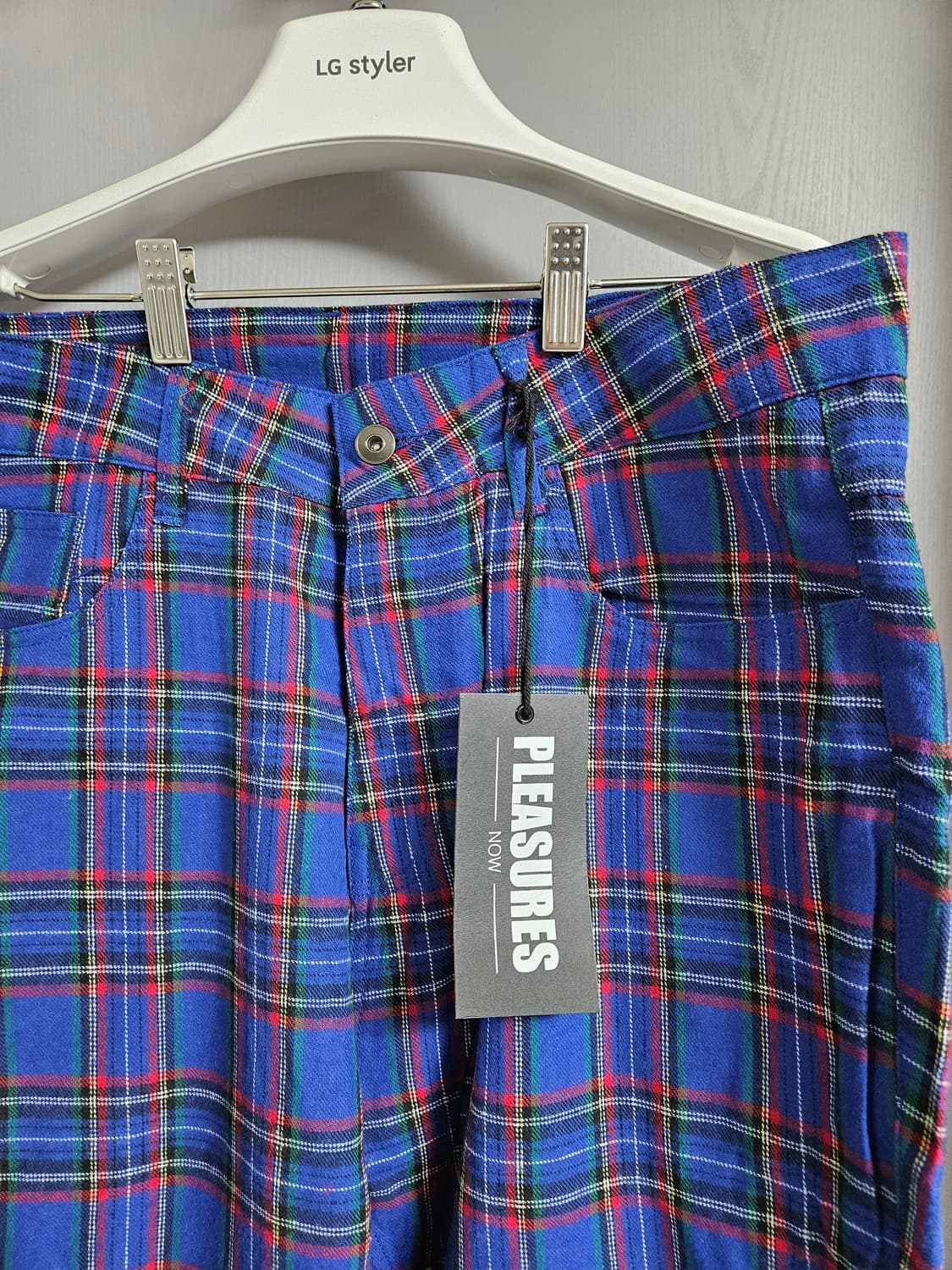 PLEASURES 체크 바지 블루 34 새상품 상품이미지2