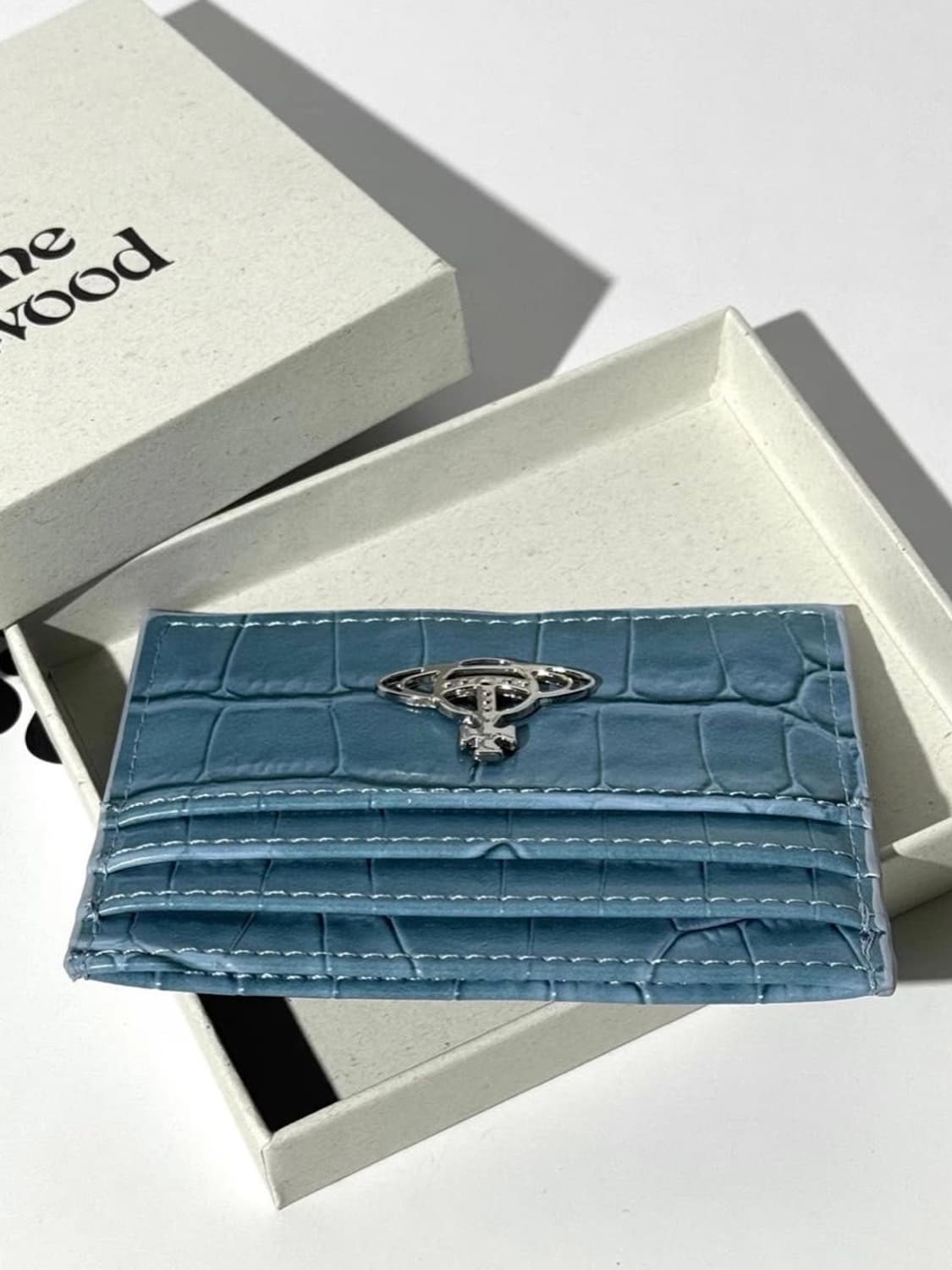 비비안웨스트우드 아카이브 라이트블루 레터 은장 orb 카드포켓 지갑 상품이미지5