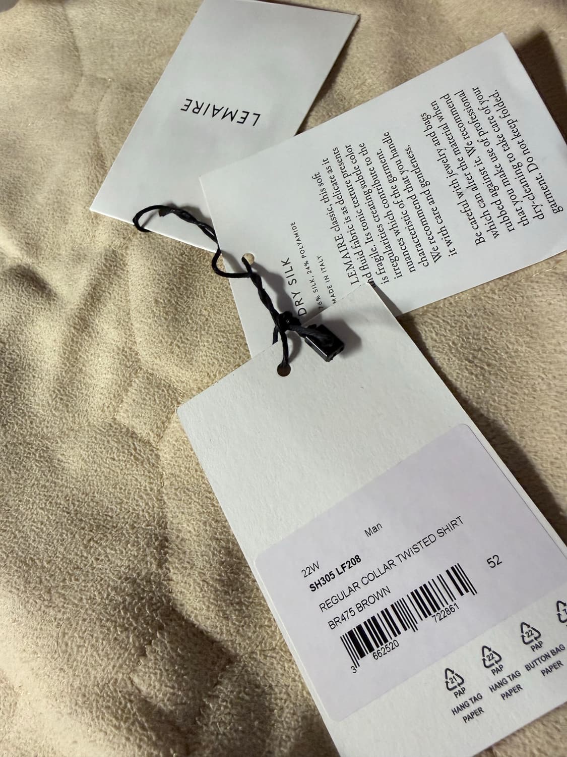 르메르 트위스티드 드라이실크 셔츠 52 상품이미지5