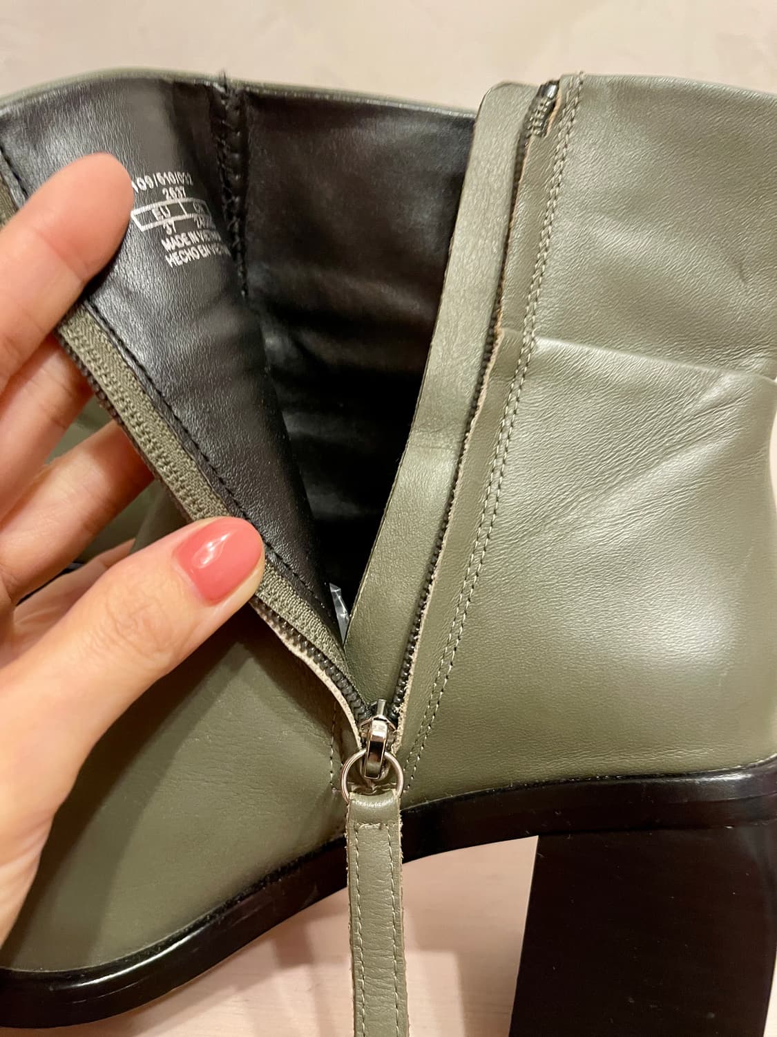 자라 ZARA 올리브 그린 앵클 부츠 37(240) 상품이미지4