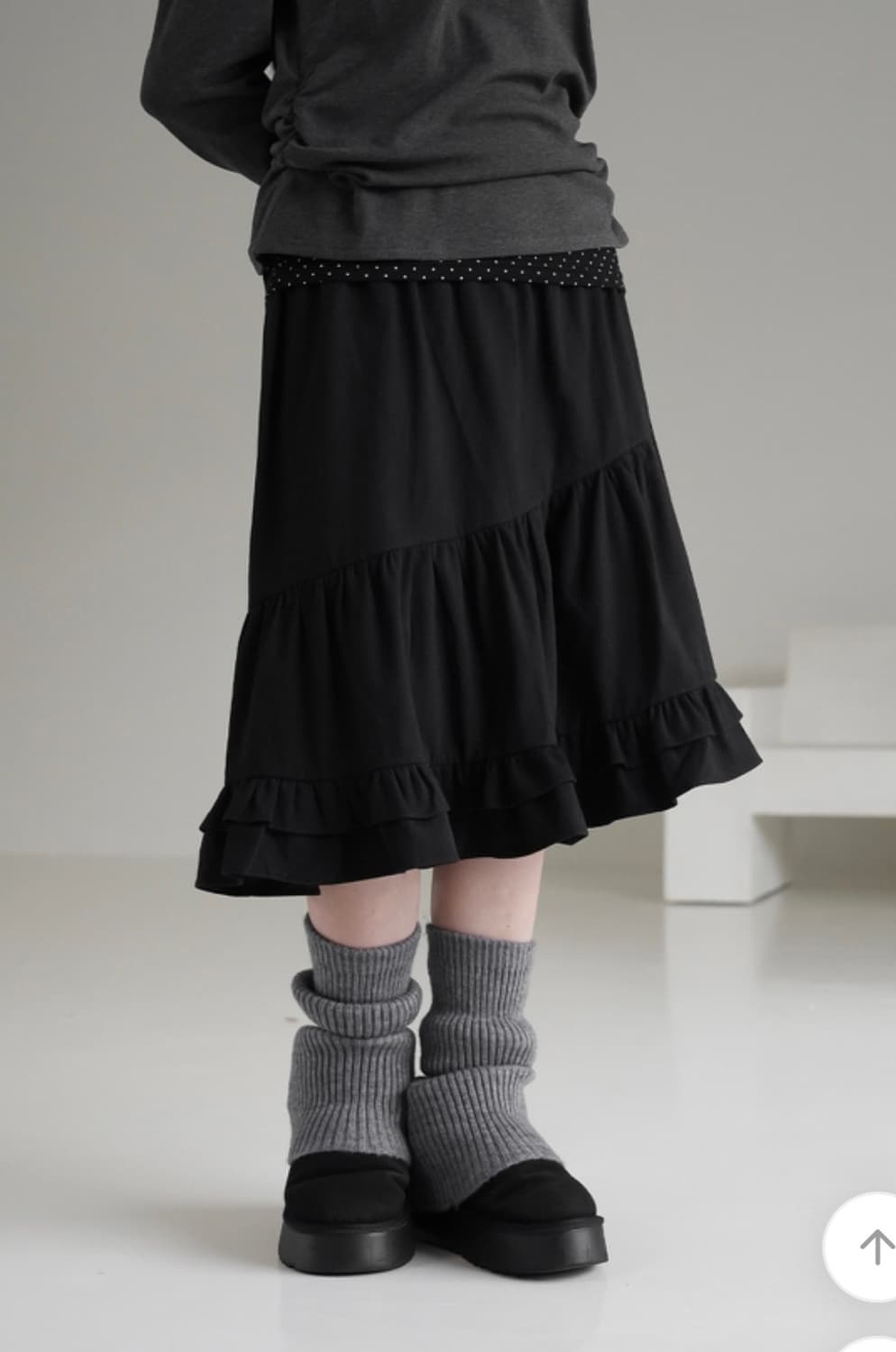 프릴 레이어드 미디 스커트 프릴 미디 스커트 레이어드 치마  상품이미지5