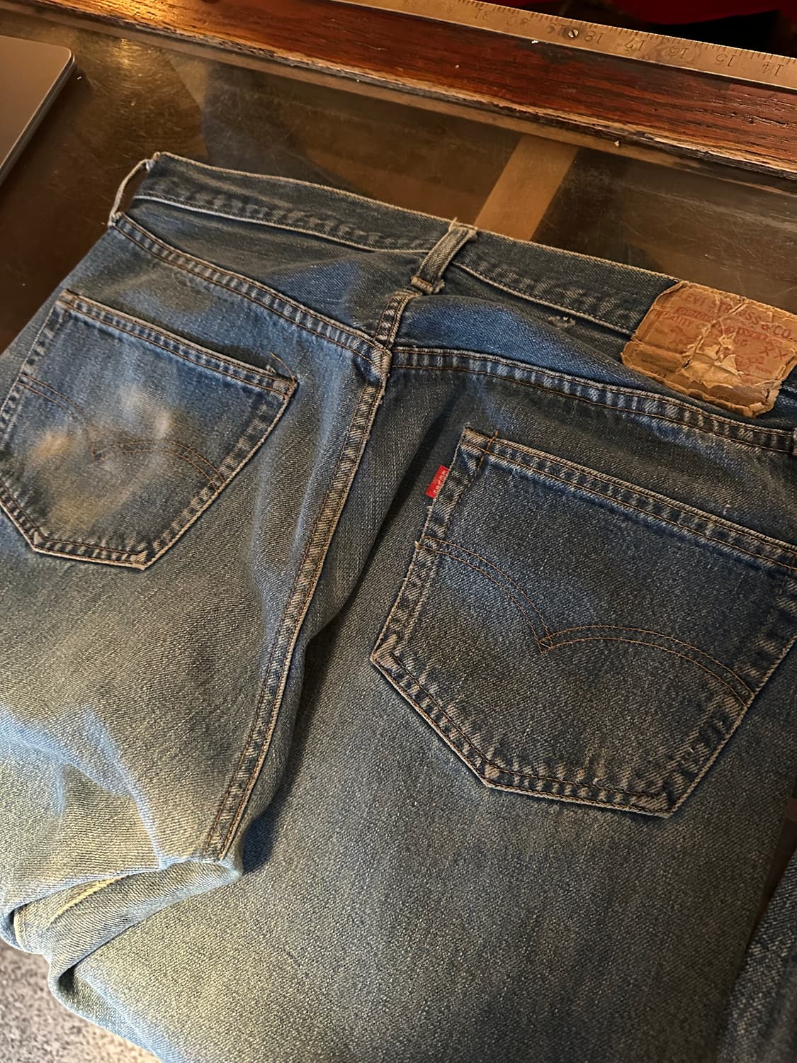 70s USA 빈티지 리바이스 501 66후기 셀비지 데님 팬츠 상품이미지5