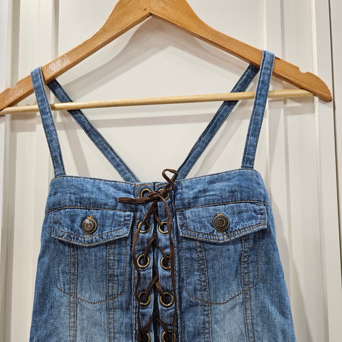 데님 레이스업 프릴 뷔스티에 상품이미지3