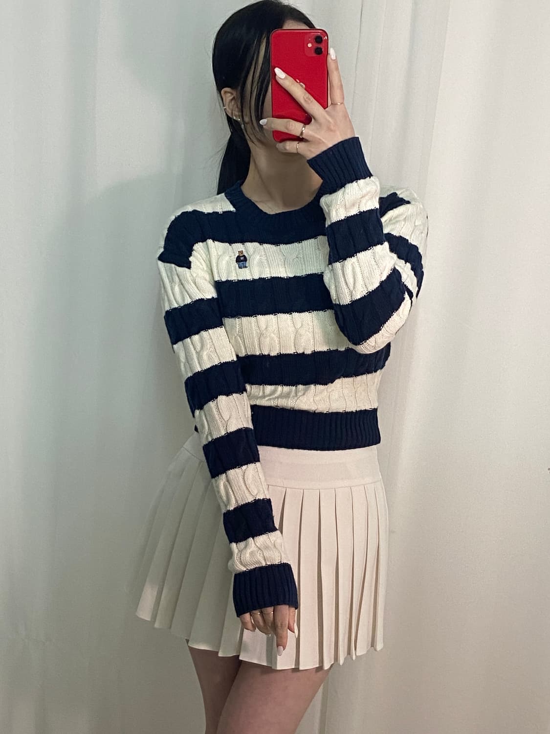 후아유 꽈배기 스트라이프 니트 상품이미지2