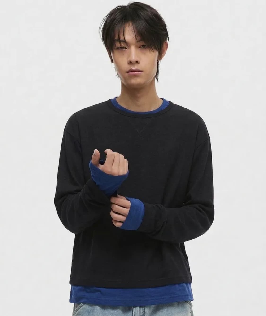 DNSR 레이어드 보트넥 롱슬리브 블랙/블루 XL 상품이미지1