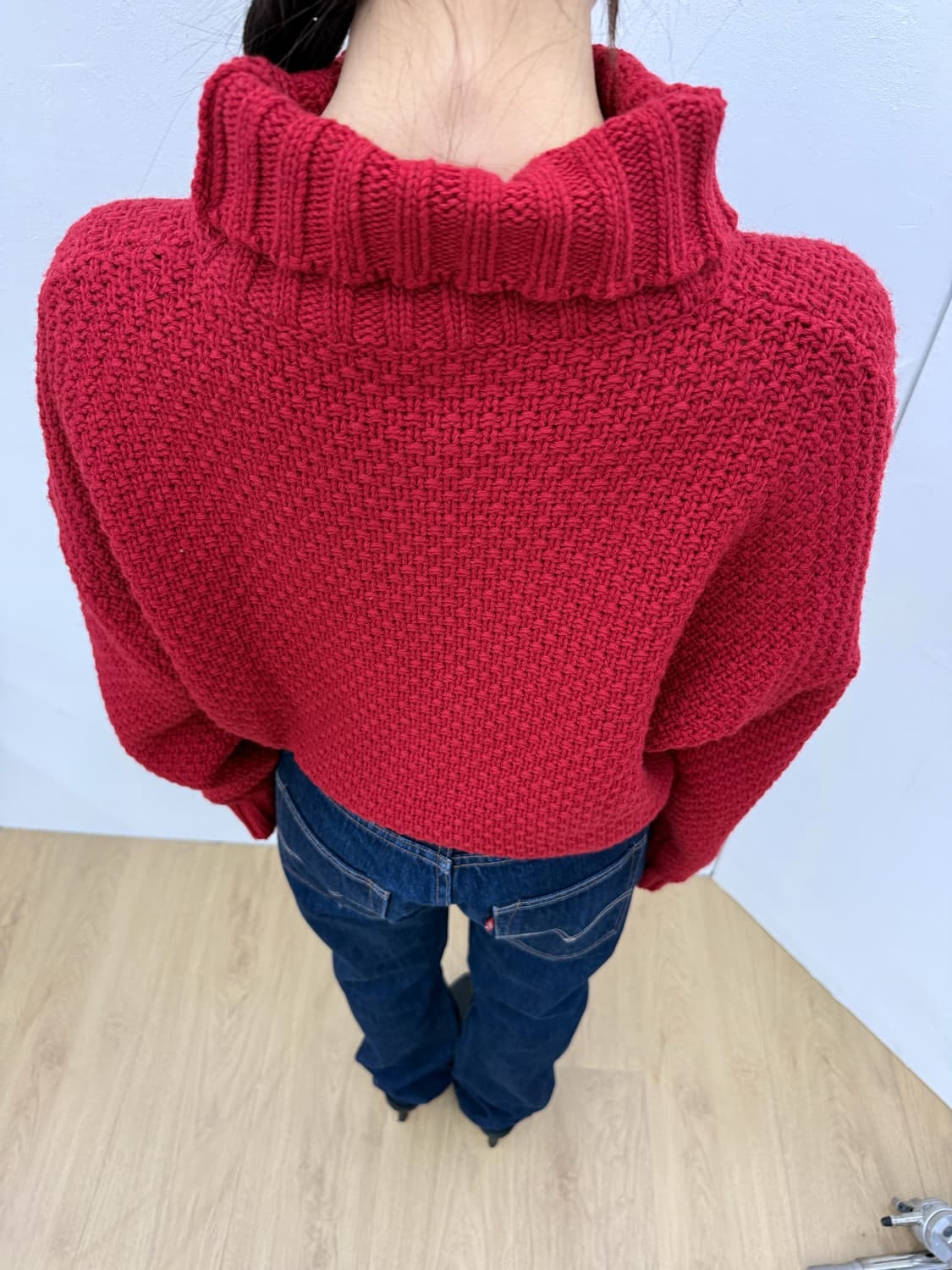 vtg red high neck knit 상품이미지2