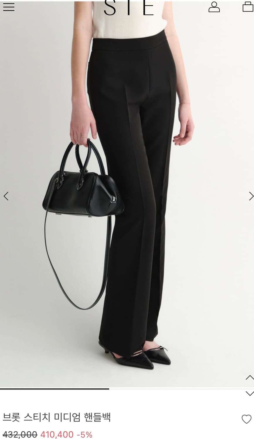 시에 브롯 스티치 미디엄 핸들백_블랙 상품이미지5