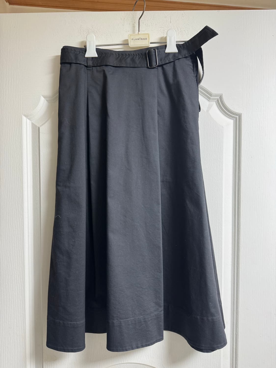 유니클로 코튼 벨티드 플레어 스커트 차콜m 상품이미지3