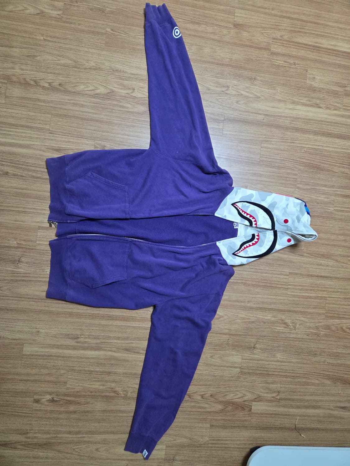 베이프 퍼플 샤크 후드집업 OG라인 L 상품이미지1