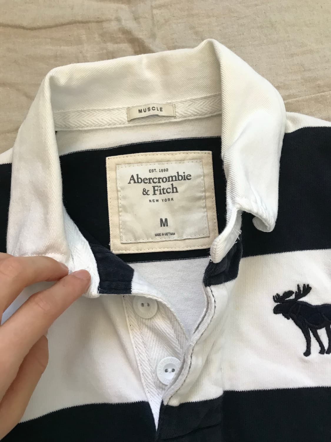 아베크롬비 산양 자수 로고 단가라 럭비티 상품이미지7