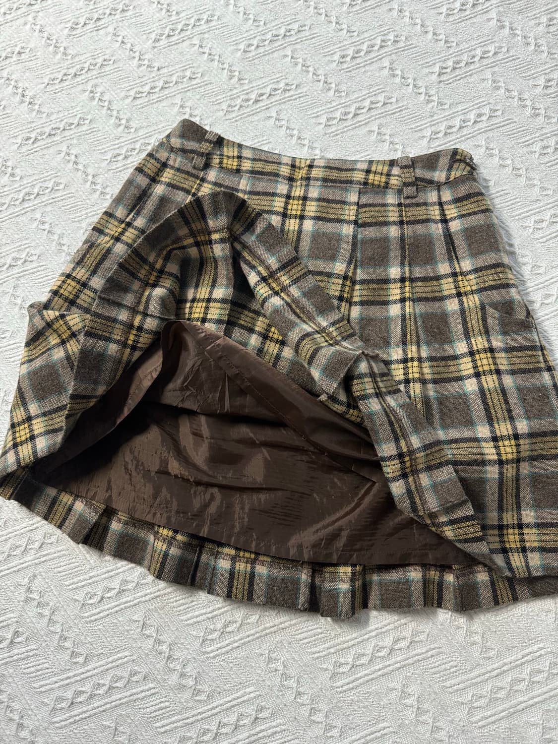 체크 패턴 플리츠 울 스커트 상품이미지5