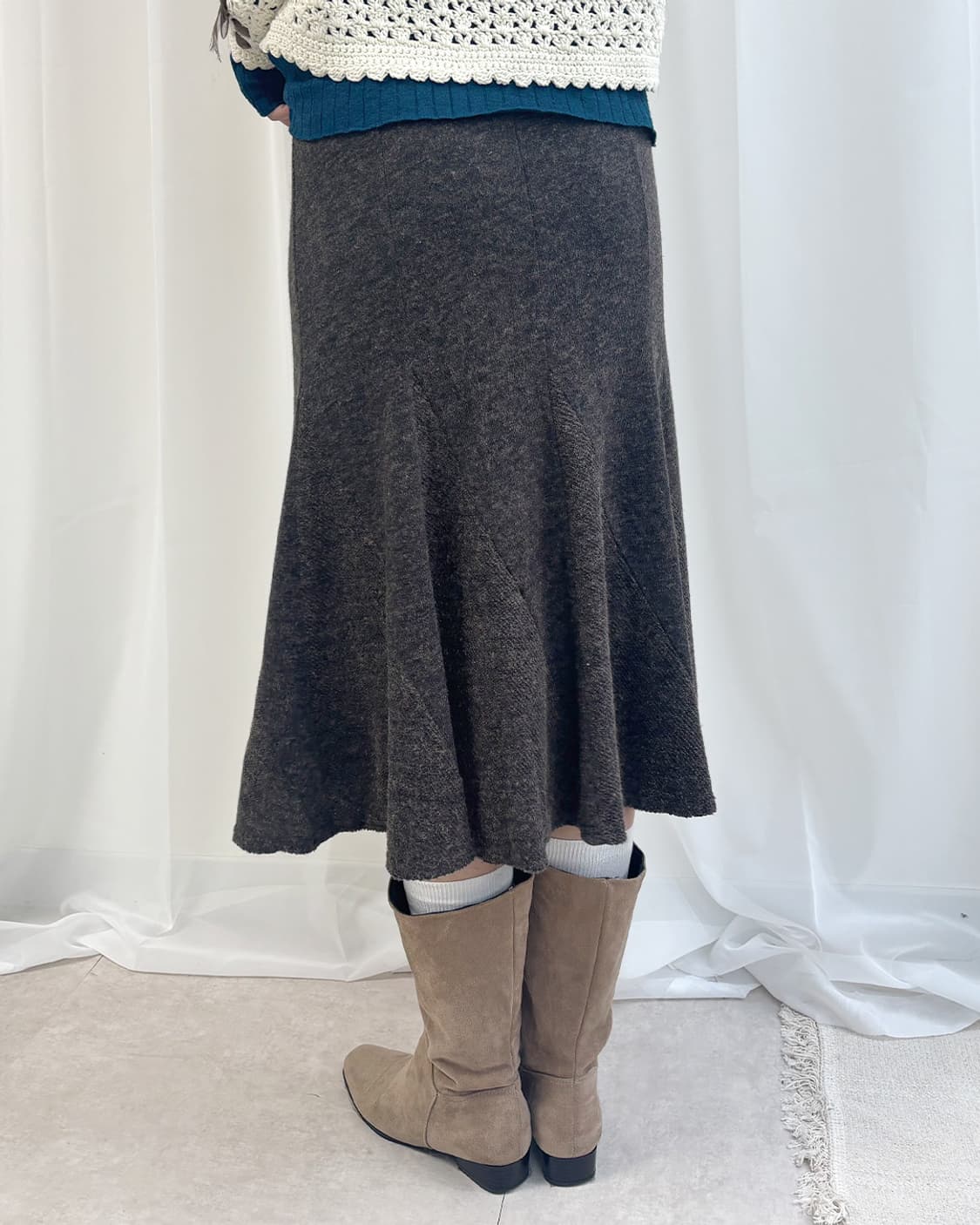 PRENON ASSHU 머드 보카시 삼각형 컷 플레어 스커트 상품이미지8