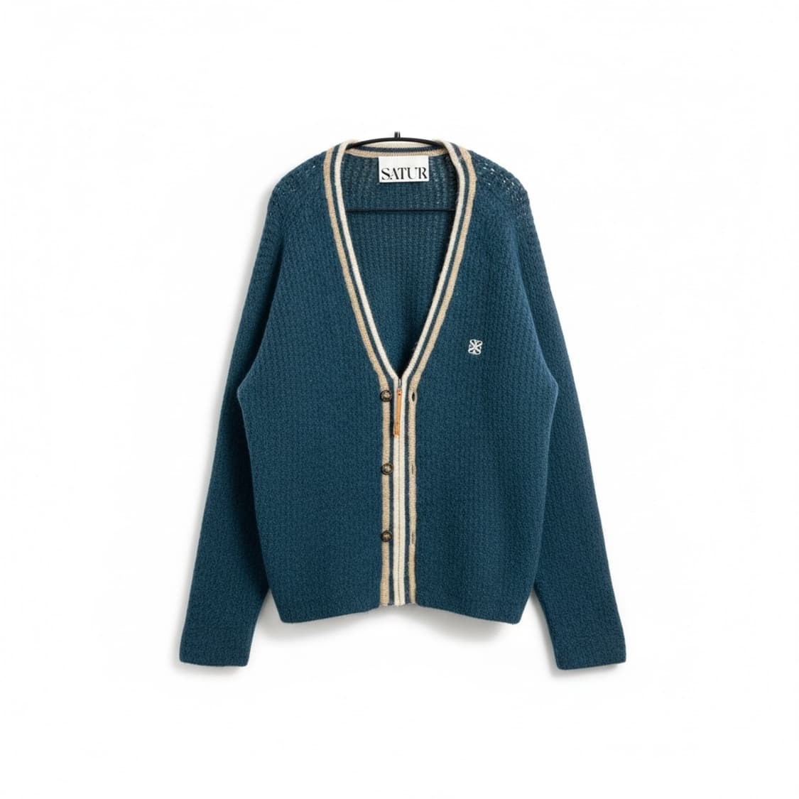 SATUR 브이넥 가디건 청록색 L 상품이미지1