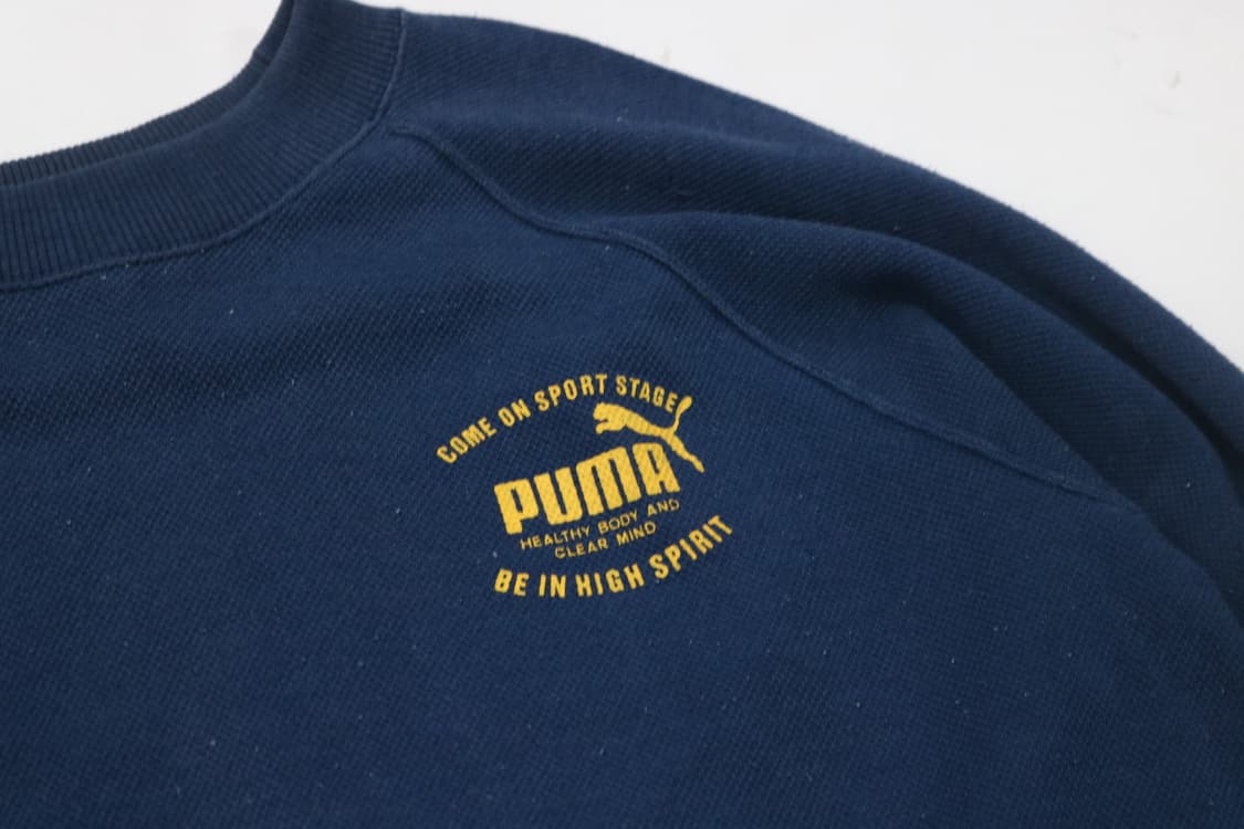 PUMA 푸마 80s 빈티지 옐로우 로고 네이비 래글런 맨투맨 상품이미지4