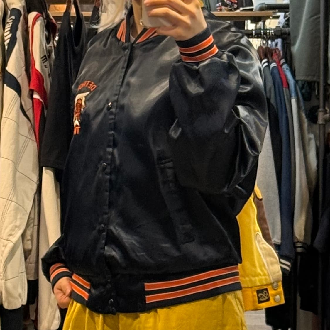 [NO.9] VTG 새틴 바시티 자켓 네이비 상품이미지4