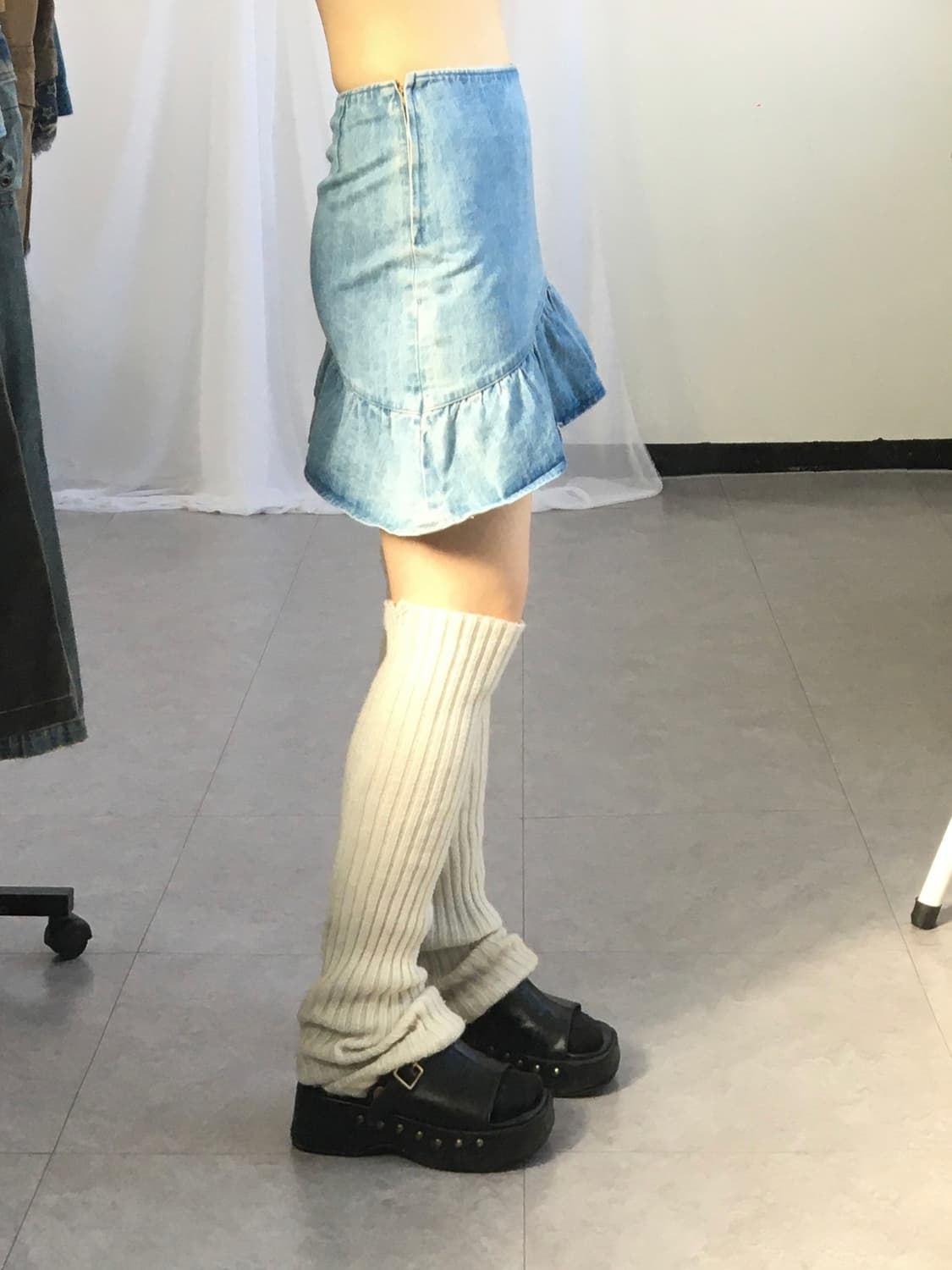 Unbalanced denim skirt 상품이미지4