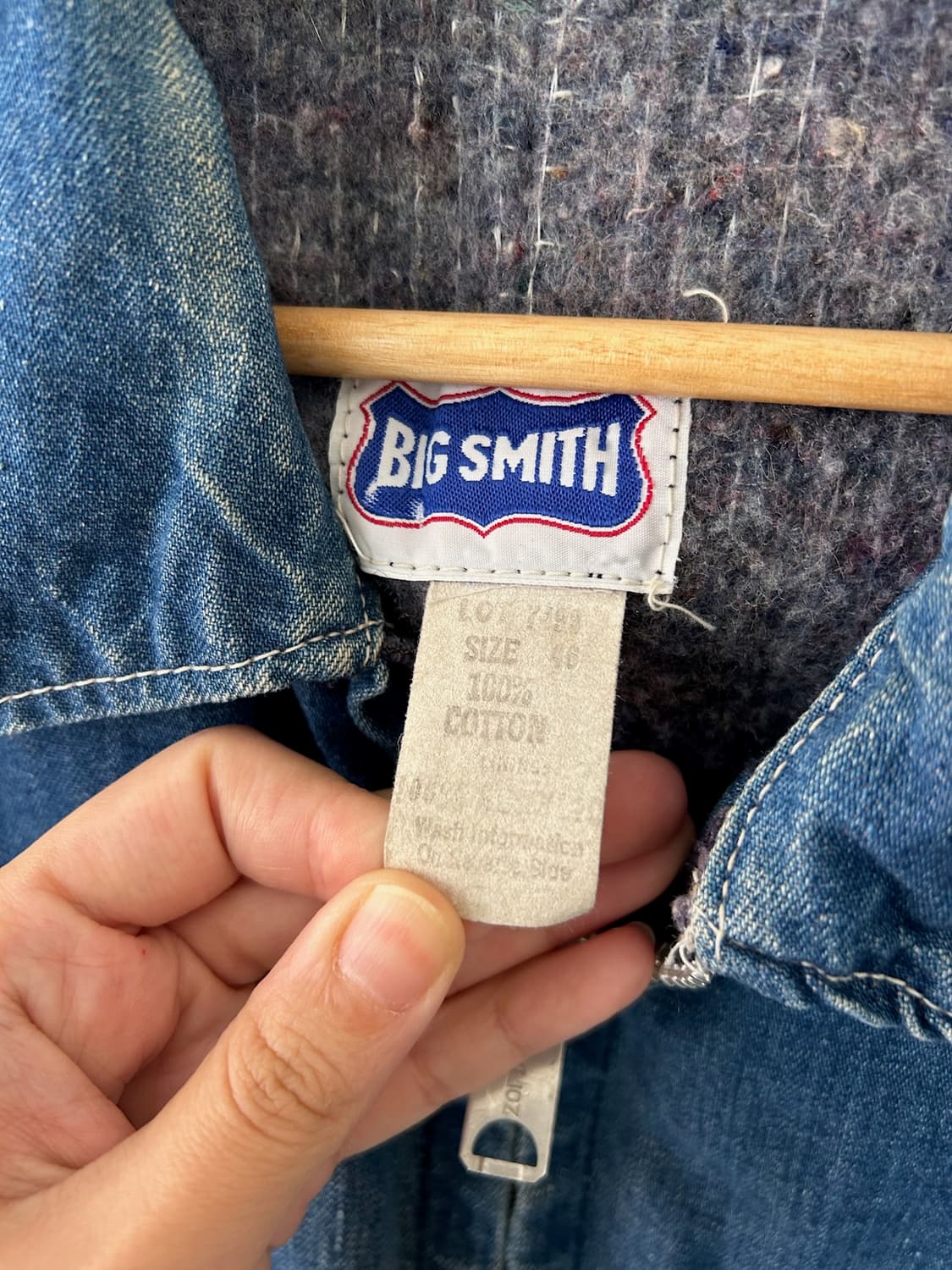 60-70's Big Smith Denim Wool Blanket JK 상품이미지3