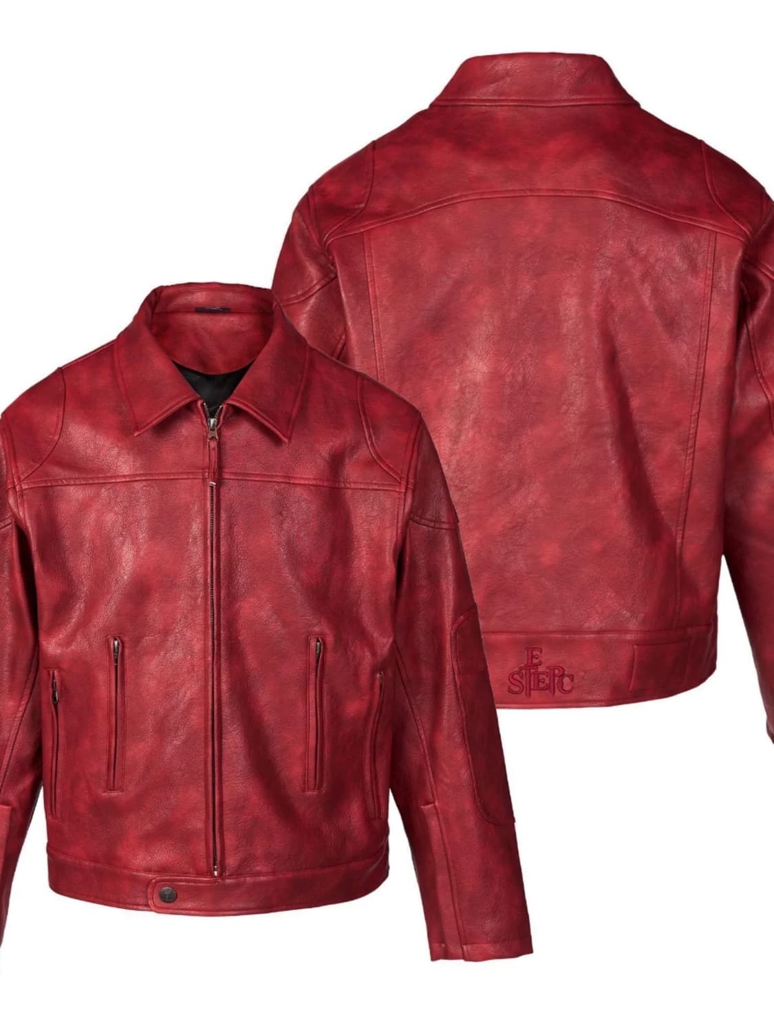 크림슨 레드 레더 자켓 상품이미지3