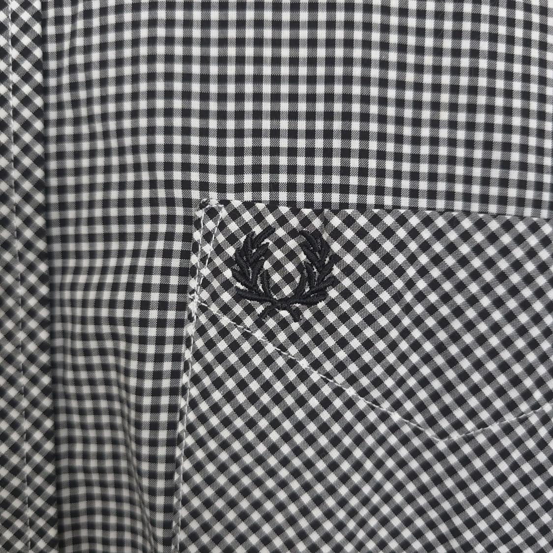 프레드페리 Fred Perry 체크 반팔셔츠 블랙 L 상품이미지4