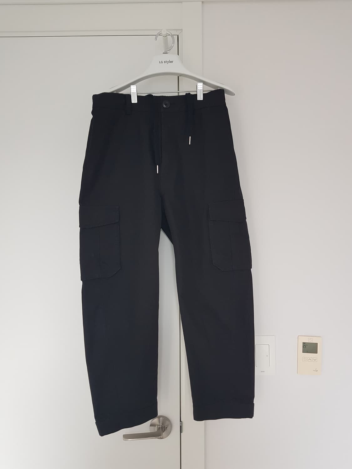 [78] 헤지스 피즈 카고 배기 팬츠 바지 블랙 상품이미지1