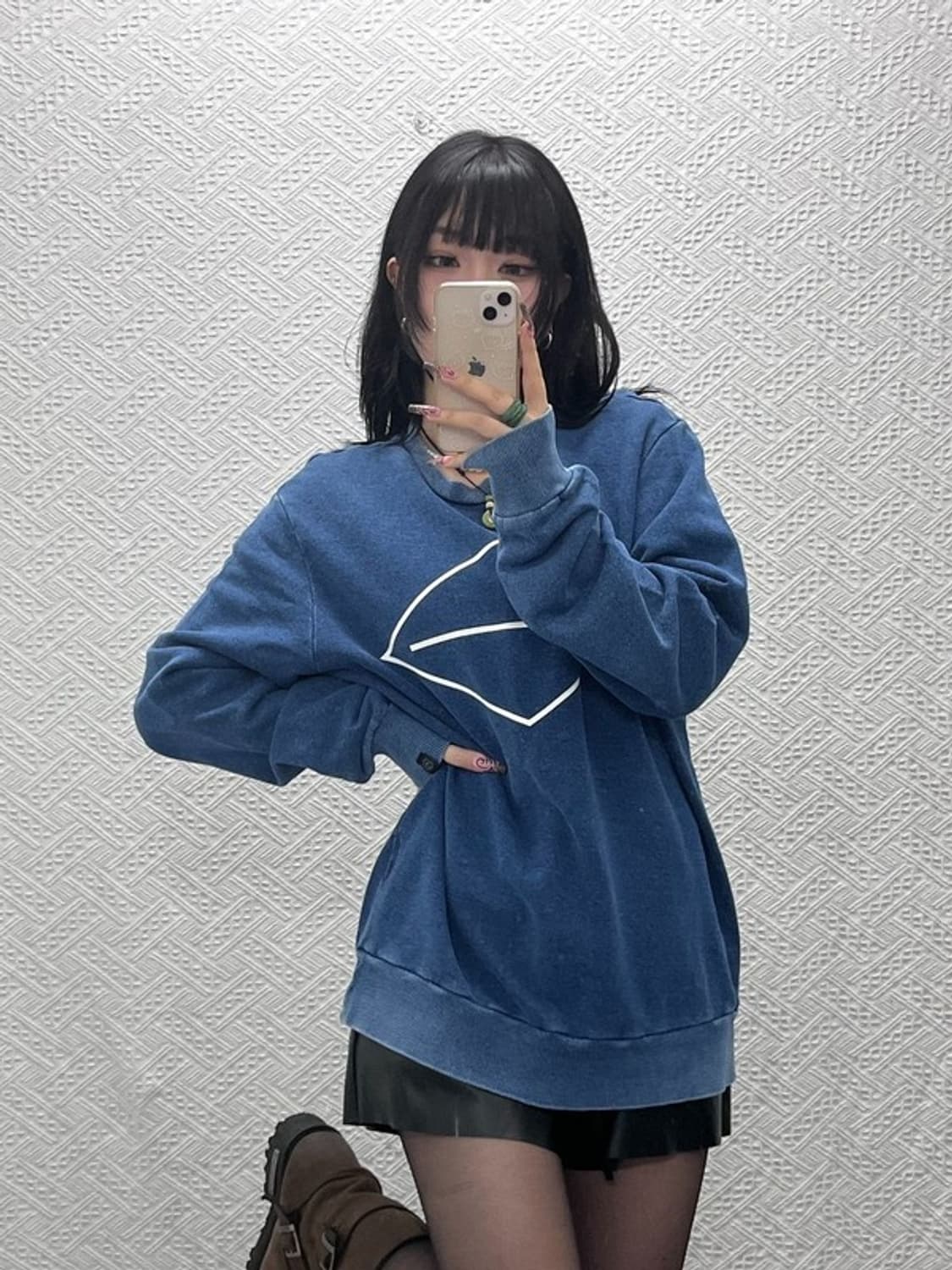 랙앤본 빈티지 캐주얼 오버핏 딥블루 맨투맨 L C11589 상품이미지1