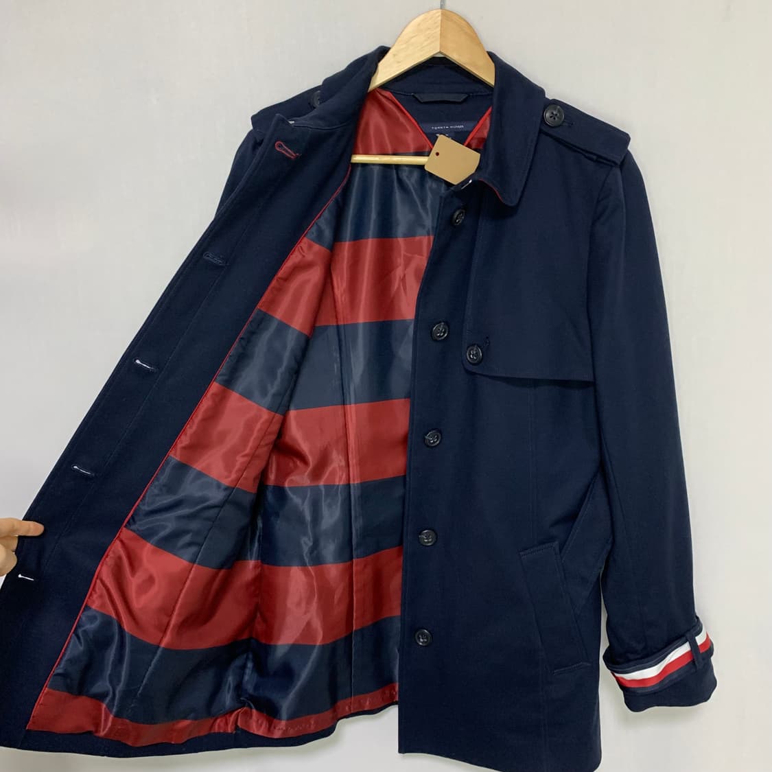 타미힐피거 네이비 트렌치 피코트 M 빈티지 하프코트 상품이미지5