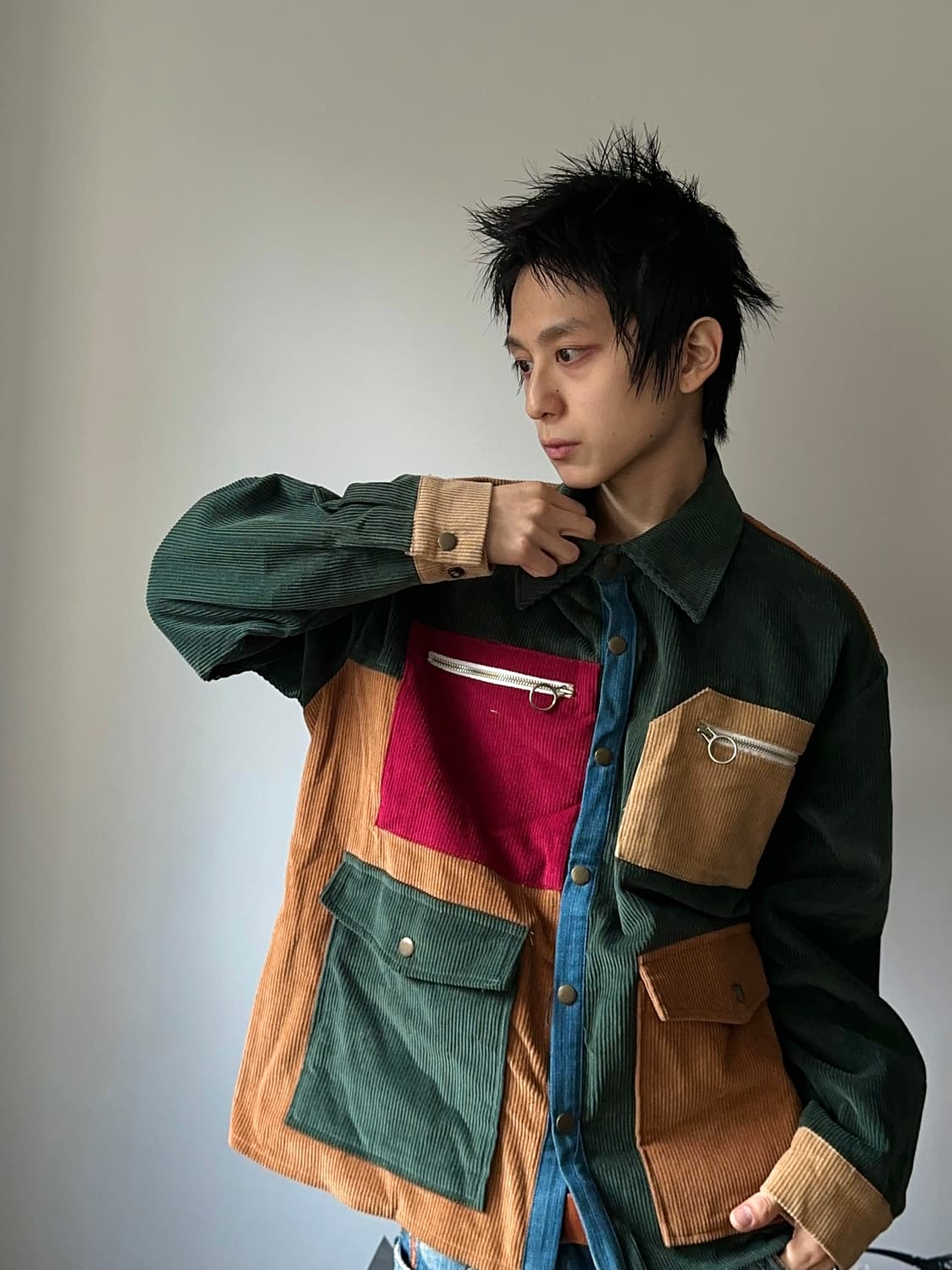 Quietest 컬러 블록 코듀로이 자켓 상품이미지1