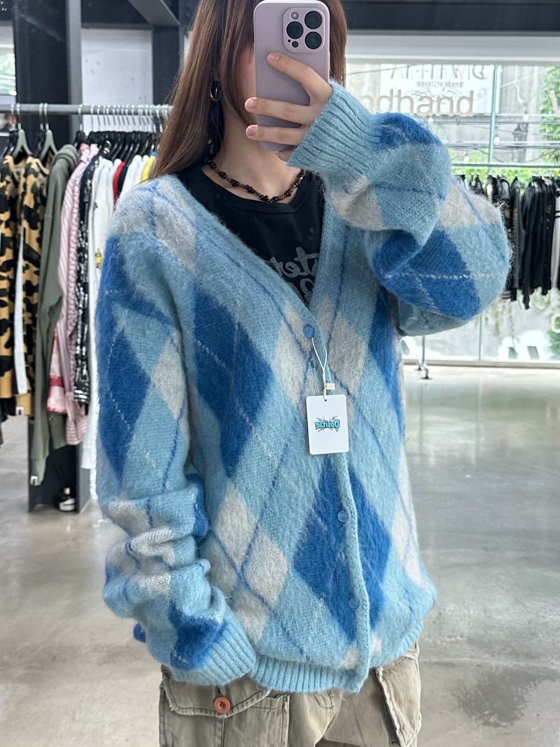 니들스 아가일 모헤어 가디건 상품이미지4